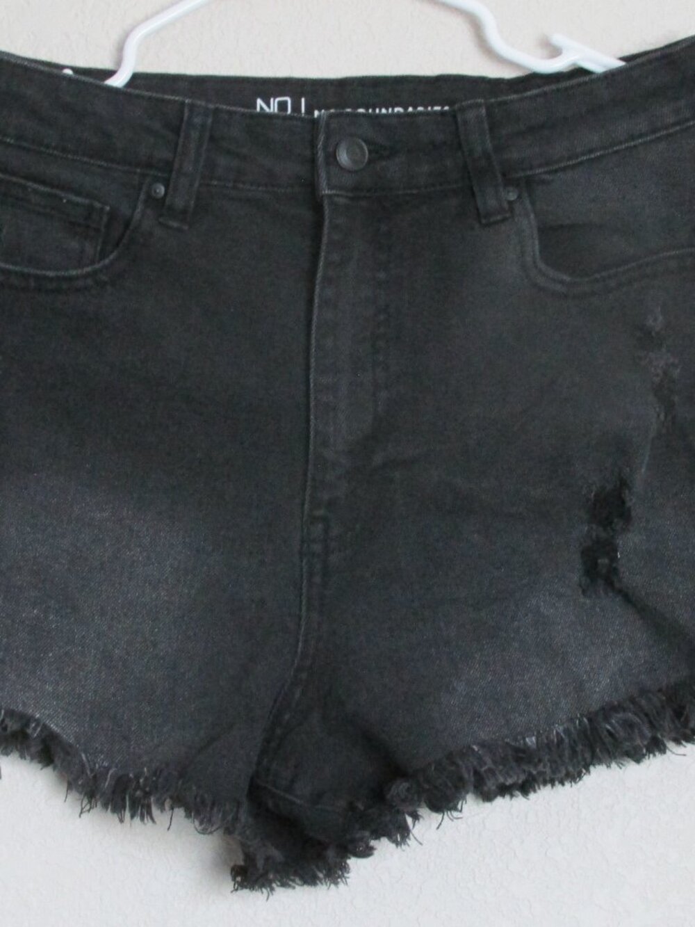 No Boundaries Cut Off Jean Shorts Womens Size 13 Black Denim Distressed Juniors
